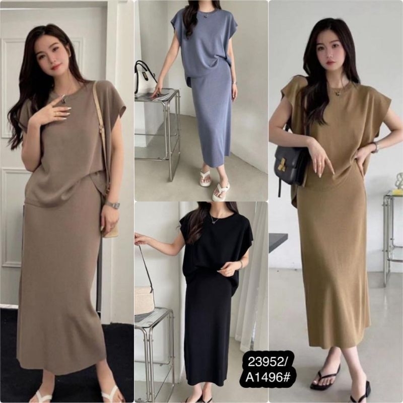 SET ROK KNIT NAGITA FNS ONE SET ATASAN BLUS ROK WANITA KEKINIAN RAJUT NAGITA TERBARU KOREAN STYLE IM