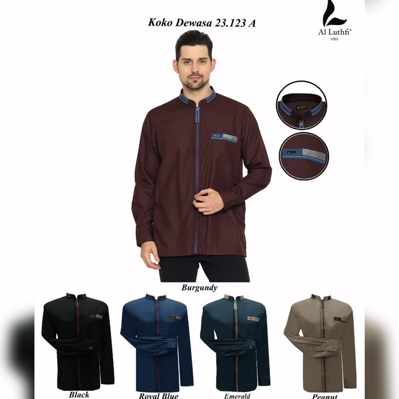 AL LUTHFI Baju Koko Premium Pria Dewasa Terbaru Al Luthfi Lengan Panjang Manset