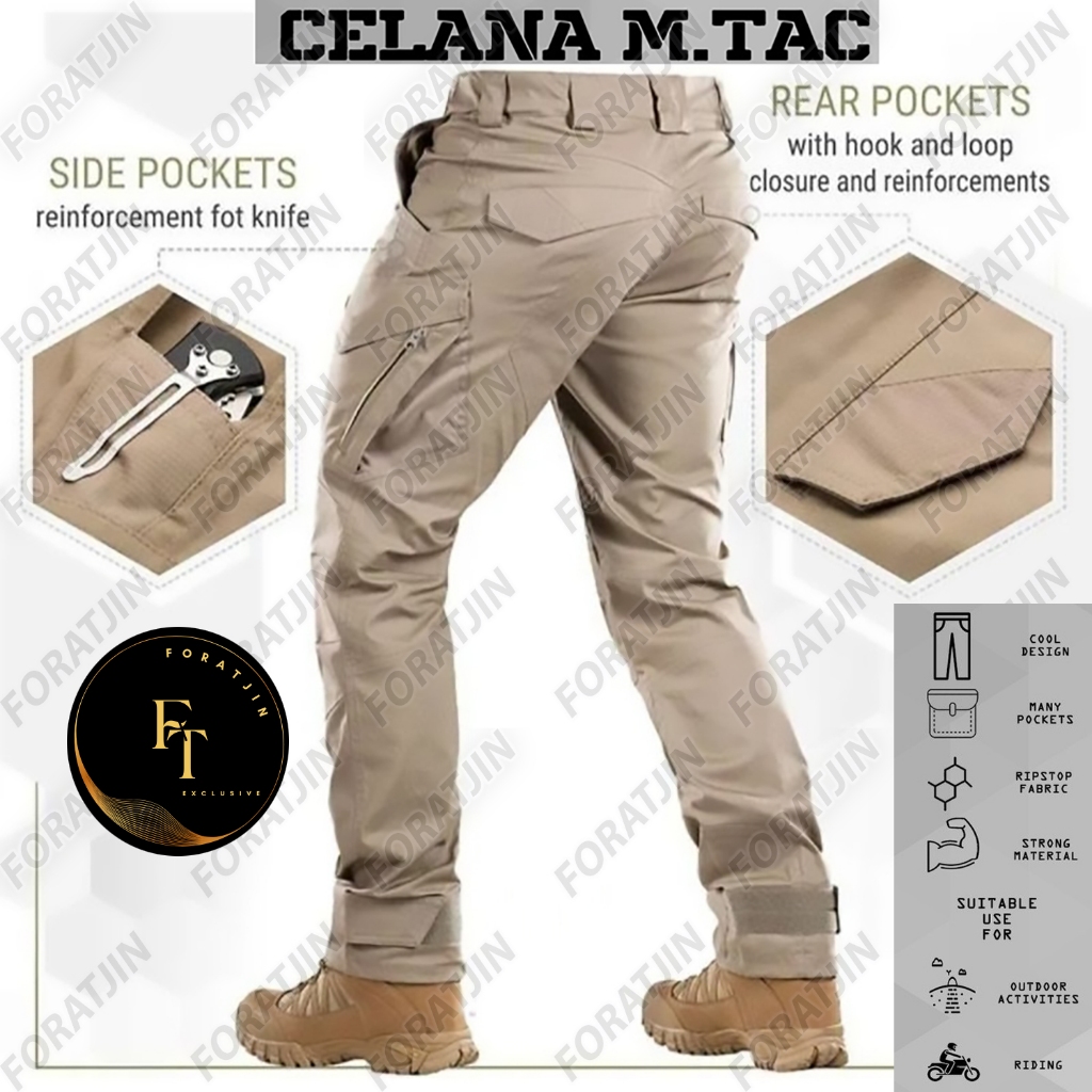 Atjin - Celana Panjang Kargo Lapangan Tactical M-Tac Pria  Military Grade Anti Gesek (Tidak berbulu)