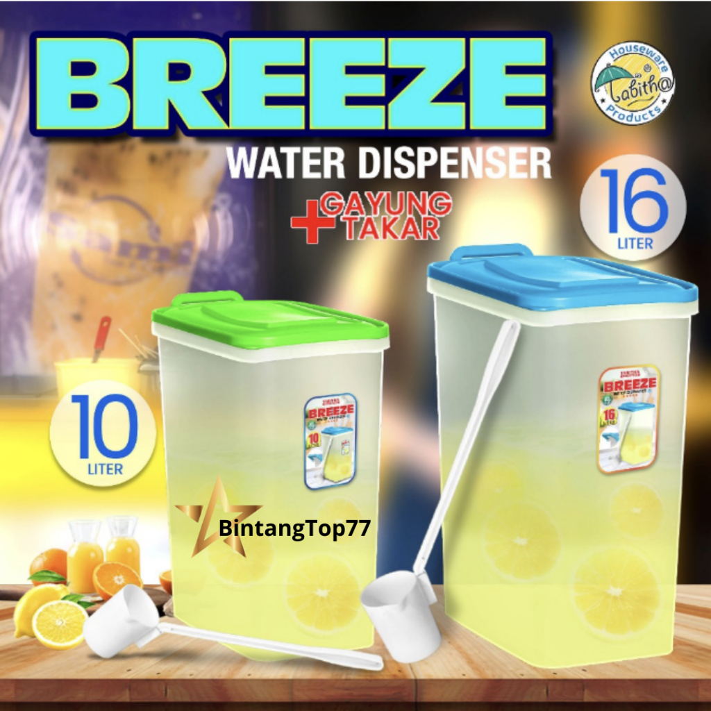 (10 Liter) Toples / Tempat / Wadah / Kontainer / Container + Gayung / Sendok Es Buah Tabitha Breeze