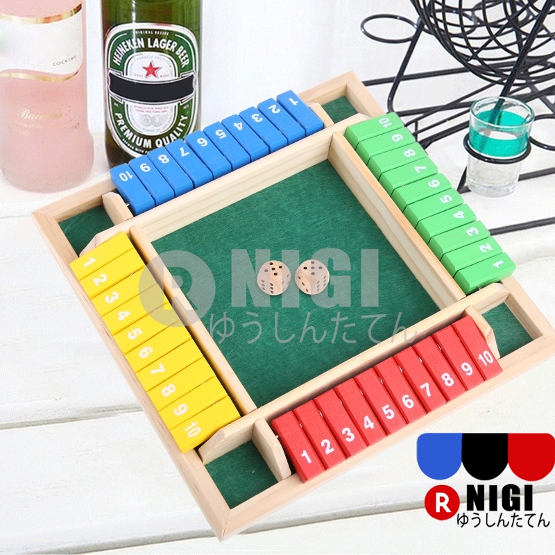 NIGI Mainan Board Game Dadu Shut the Box Angka 1-10 4 Sisi Untuk Anak / Dewasa