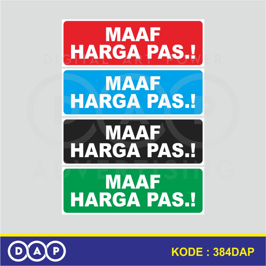 

384 - STIKER MAAF HARGA PAS - 30 X 10 CM - VYNIL - TERBAIK