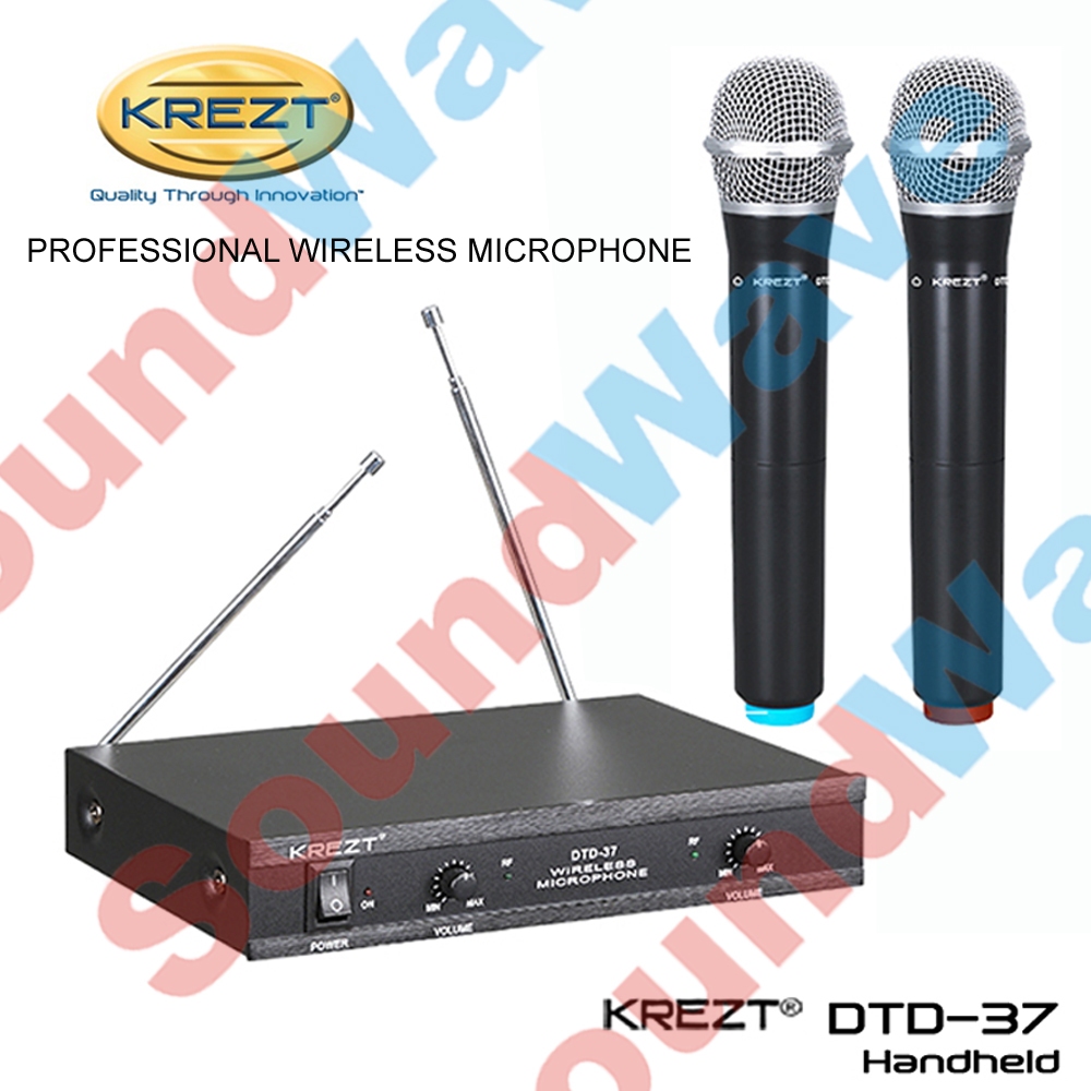 ORIGINAL KREZT DTD 37 WIRELESS MIC - 2 BUAH MICROPHONE | MIK NIRKABEL | MIKROFON DTD37