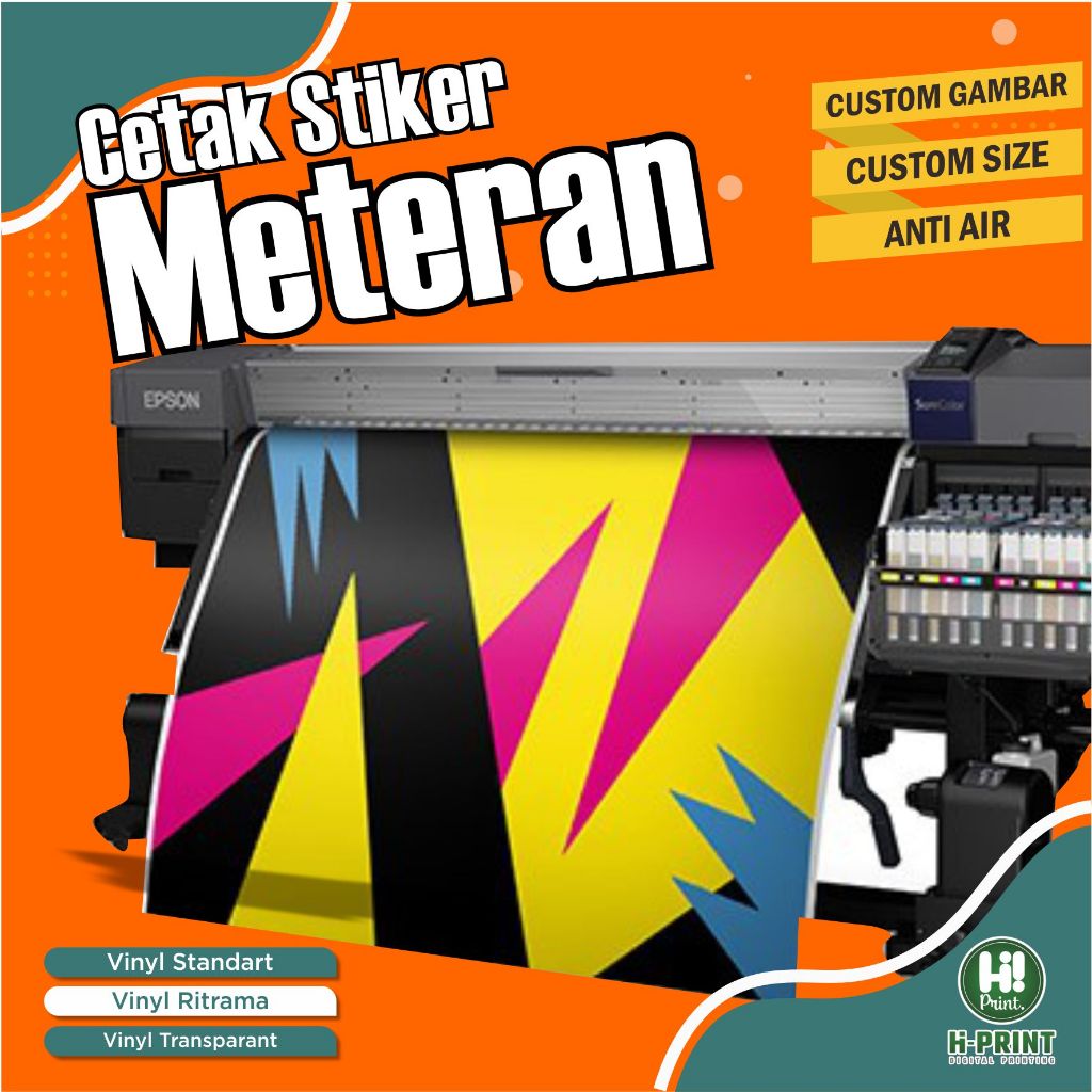 

Cetak stiker vinyl meteran waterproof hires