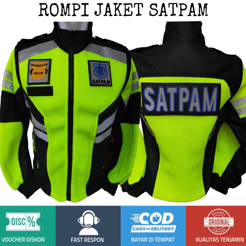 Rompi Jaket Satpam,Romket Satpam Terbaru Bahan Double Mesh Gratis Nama Dada