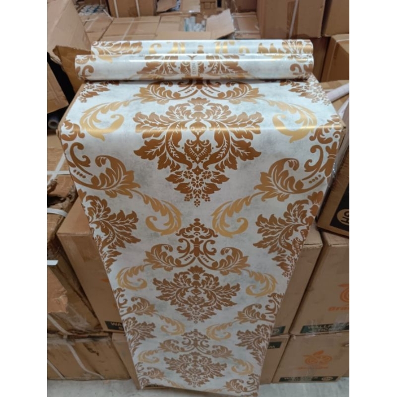 Wallpaper Stiker Dinding Ukuran 45cmx10m Motif Batik Kuning  cy1264 wall sticker Foam 3d premium pvc