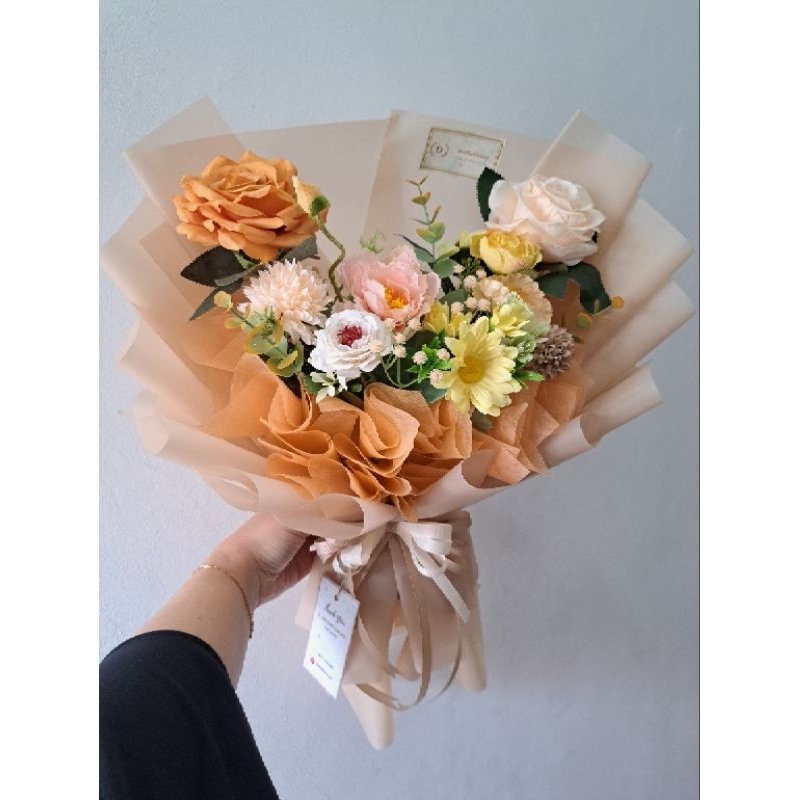 Buket bunga | bouquet artificial peach korea