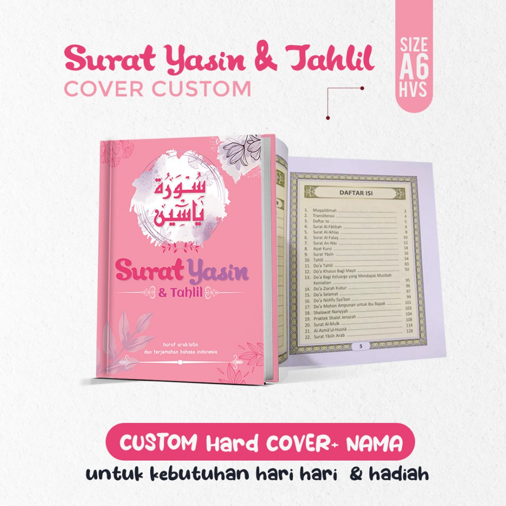Buku Surat Yasin Tahlil & Doa + Custom Soft Cover - Nama , Untuk Kebutuhan sehari-Hari dan Ziarah Ku