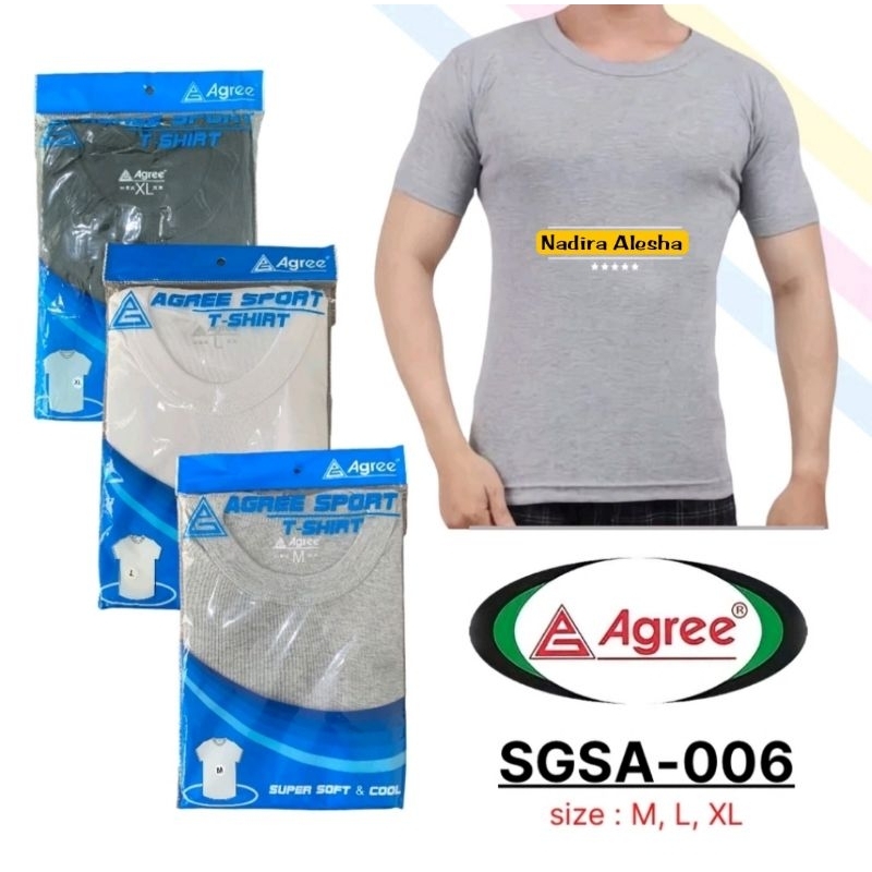 Kaos Dalam Agree Pria 1 pcs / Kaos Oblong Laki² Agree / Baju Dalaman Pria / Agree Sport