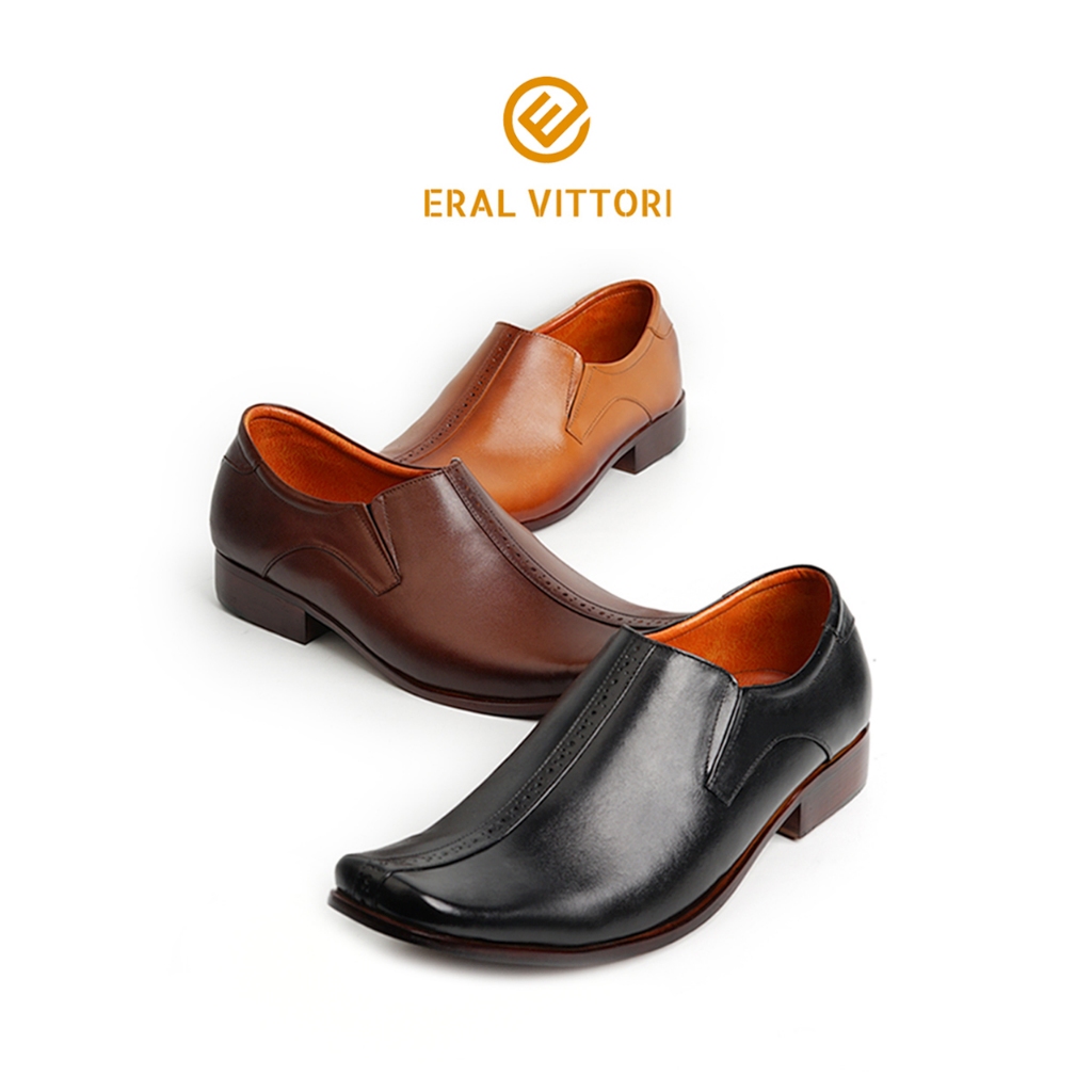 Eral Vittori - Ersive 400 Sepatu Pantofel Pria Kulit Formal Kerja Kantor Pesta Hitam Coklat