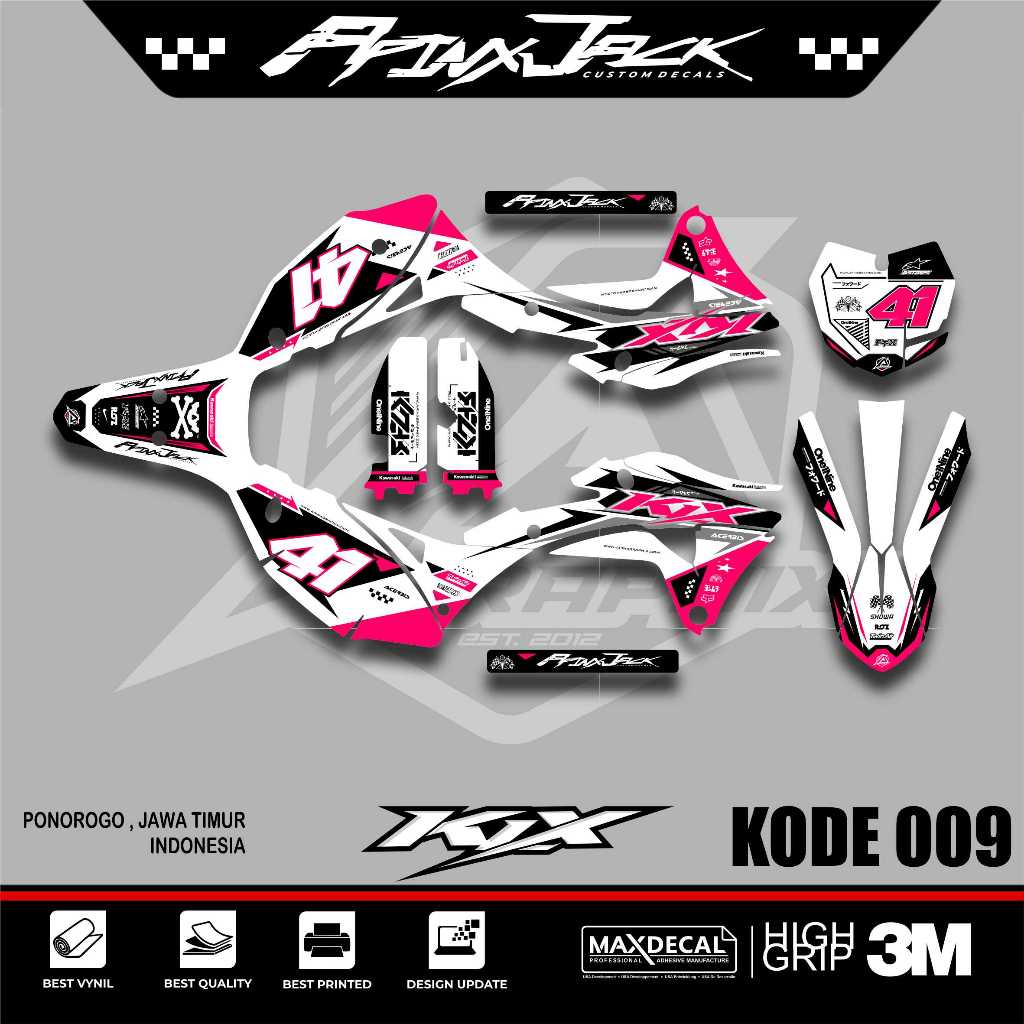DECAL KLX GORDON PUTIH PINK KODE 009 /KLX GORDON SUPERMOTO