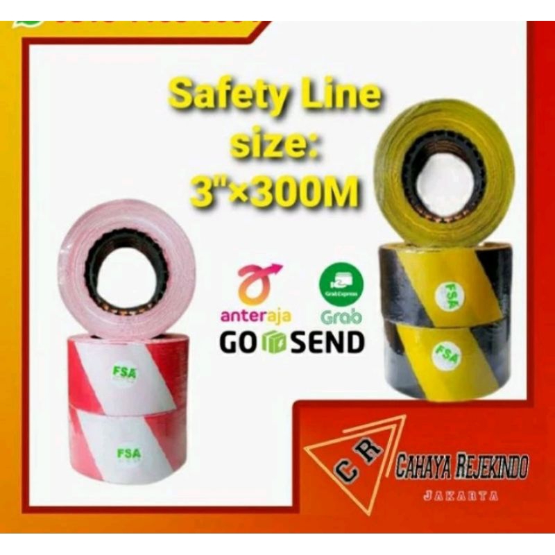 Police Line Safety Line FSA Kuning Hitam Merah Putih