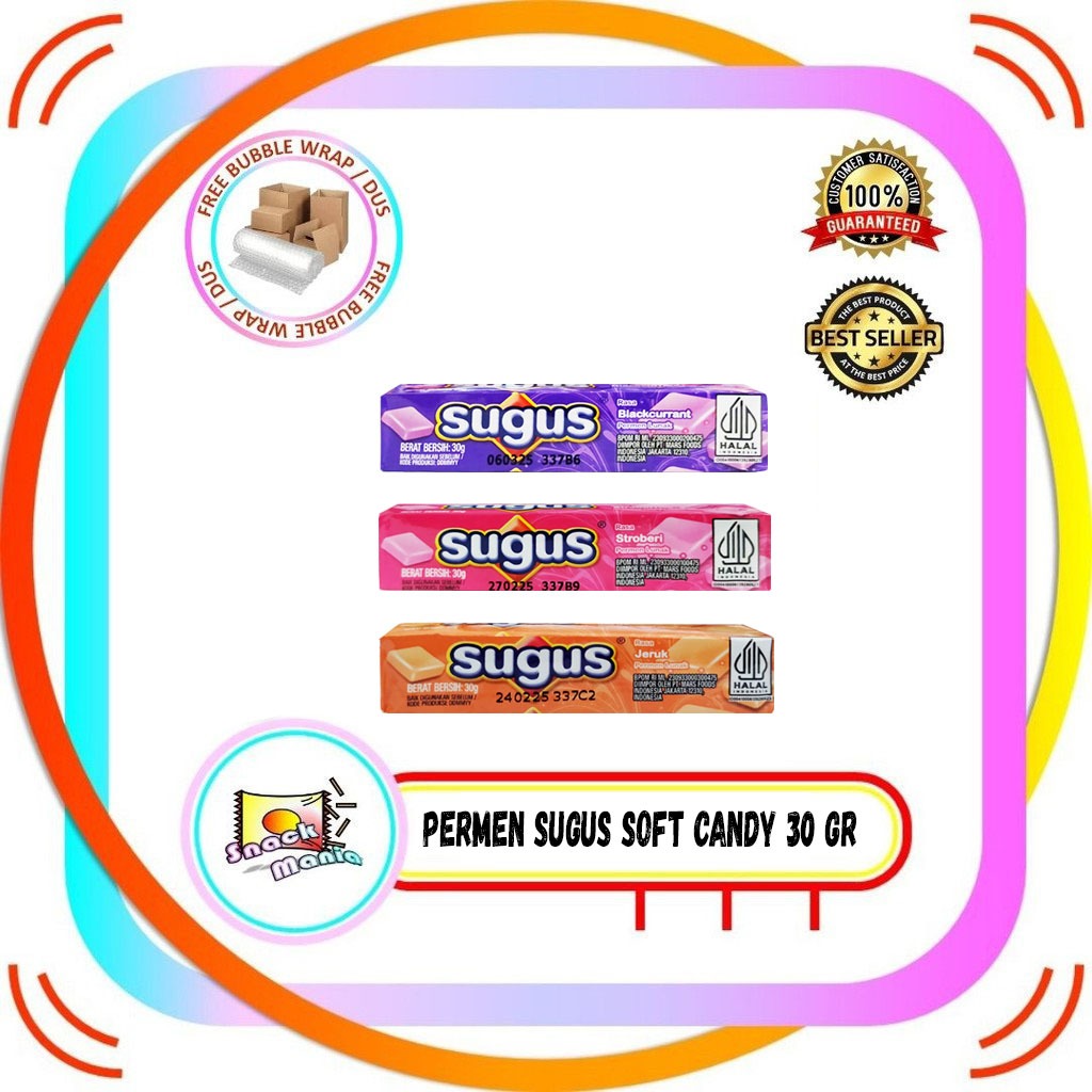 

Sugus Permen Lunak Blackcurrant Strawberry Orange ~ 30 gr Soft Candy