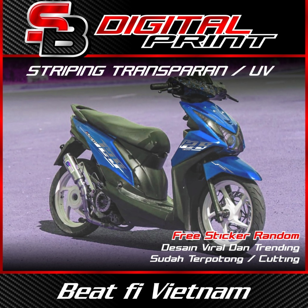 striping vietnam bahan transparan beat fi / beat gendut - striping uv vietnam beat fi