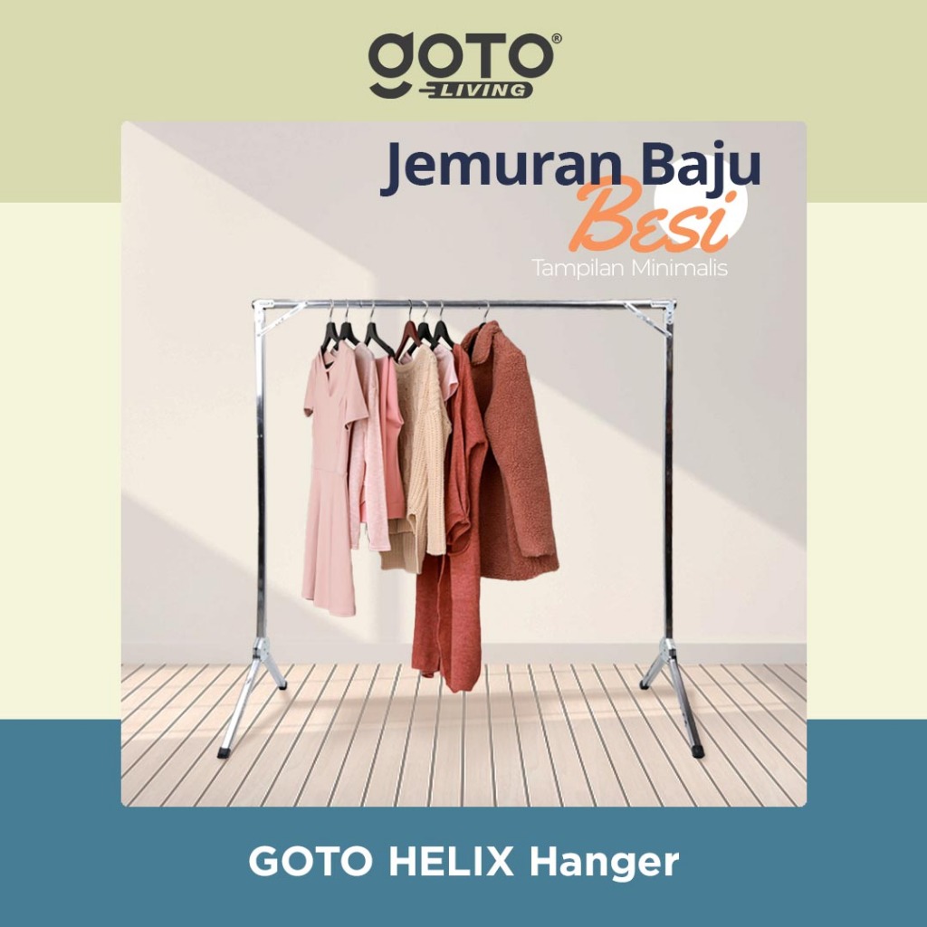 Goto Helix Tiang Jemuran Baju Besi Lipat Hanger Pakaian Portable