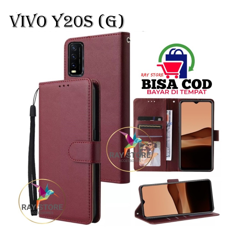 VIVO Y20S G FLIP LEATHER CASE PREMIUM-FLIP WALLET CASE UNTUK VIVO Y20S G CASING FLIP CASE