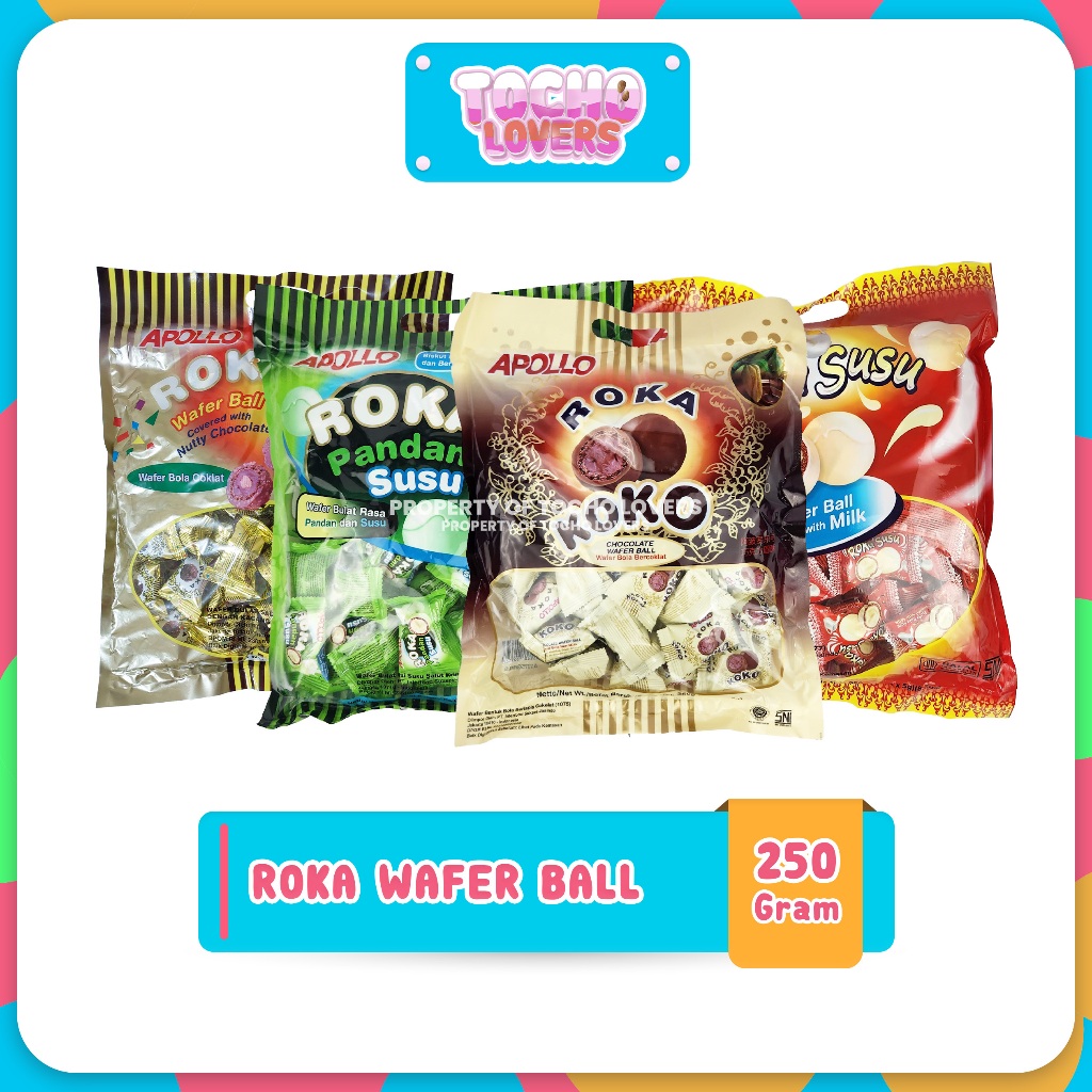 

Apollo Roka Wafer Ball Salut Coklat Kacang Snack Cemilan Manis 250gr isi 50pcs