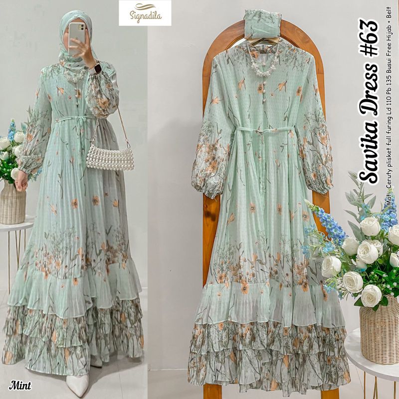 Savika Dress | Set Hijab Savika Dress Ceruty | Dress Wanita Ceruty