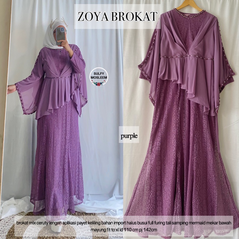 ZOYA BROKAT DRES SELENDANG PAYET ELEGANT