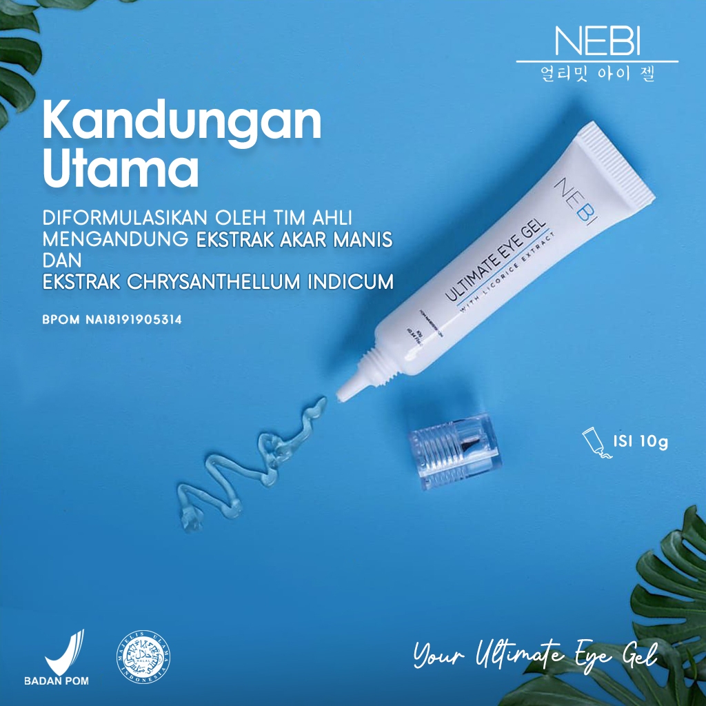 Nebi Ultimate Eye Gel, Cara Mudah Menyamarkan Kantung Mata, Mata Panda & Keriput Untuk Wanita & Pria
