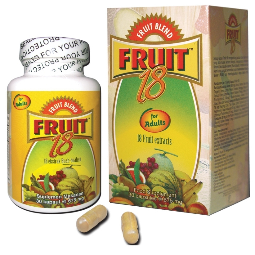 FRUIT BLEND 18 Adult 30 Kaps ~ Suplemen Ekstrak Buah..Meningkatkan Pertumbuhan Badan Anak..Meringank