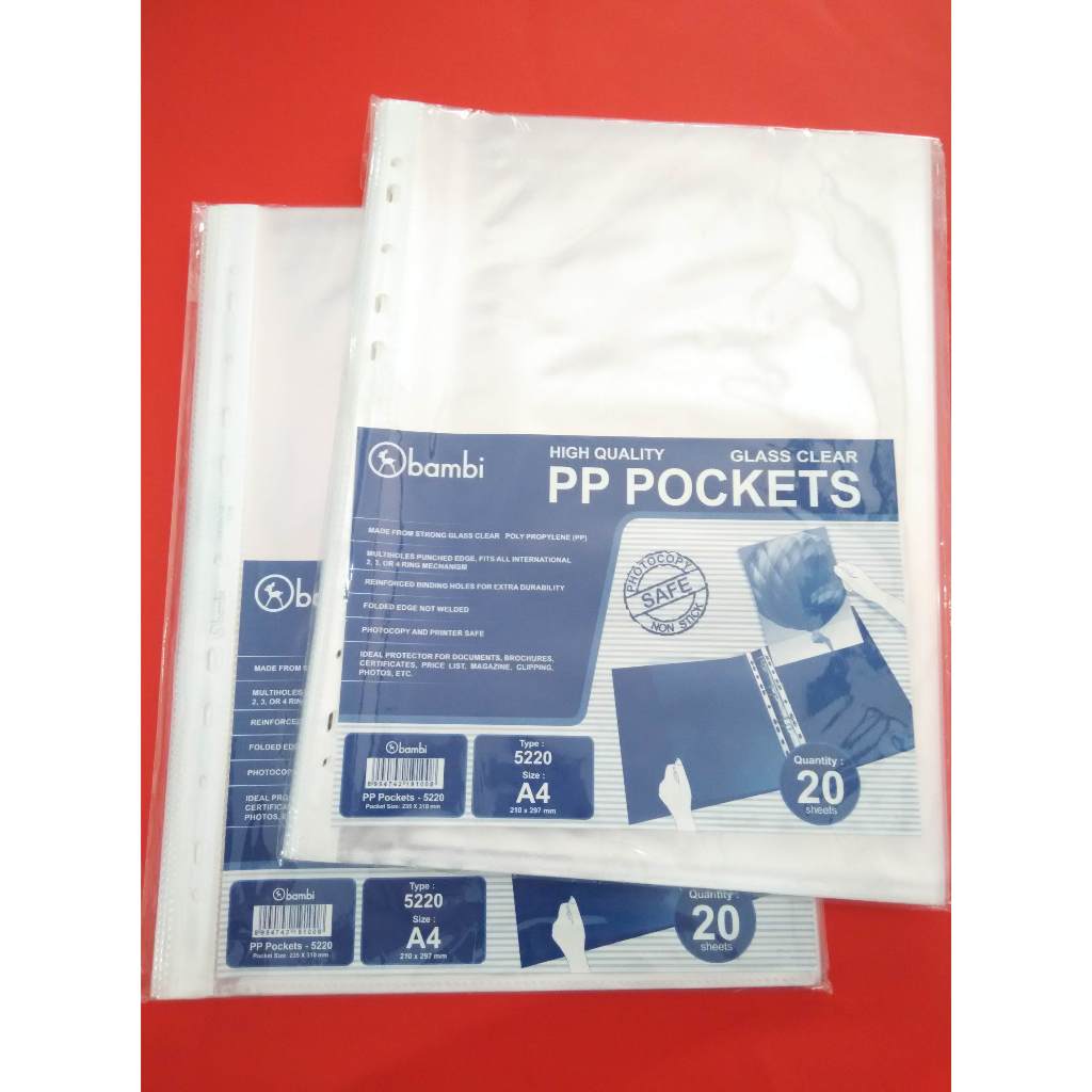

Plastik PP Pocket / Sheet Protector Bambi A4