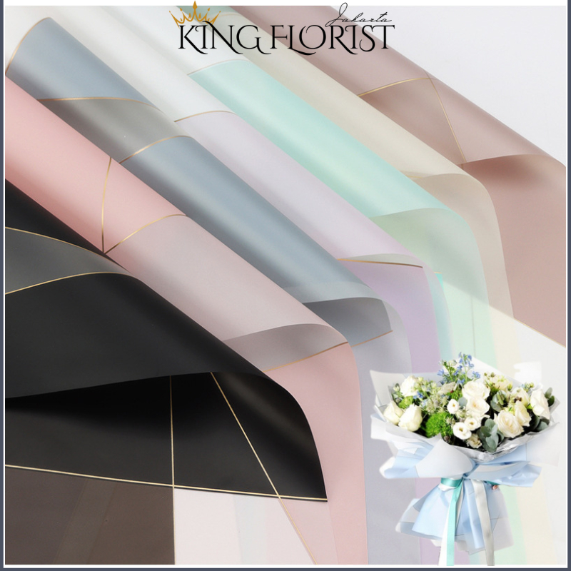 

20 LEMBAR Kertas Bunga Cellophane Paper Flower Wrap Motif Garis Abstrak Buket Waterproof 6063