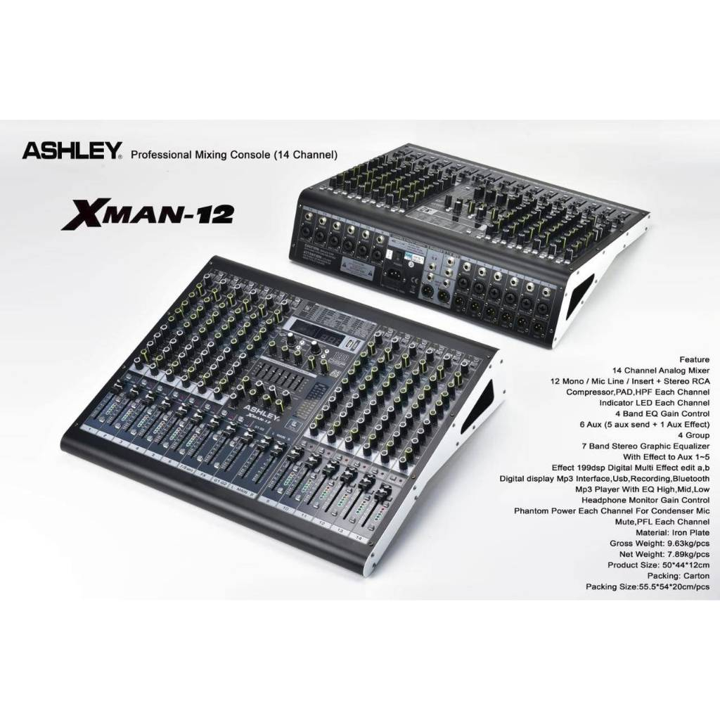 Mixer Audio ASHLEY XMAN12 XMAN 12 12Channel USB Bluetooth Original