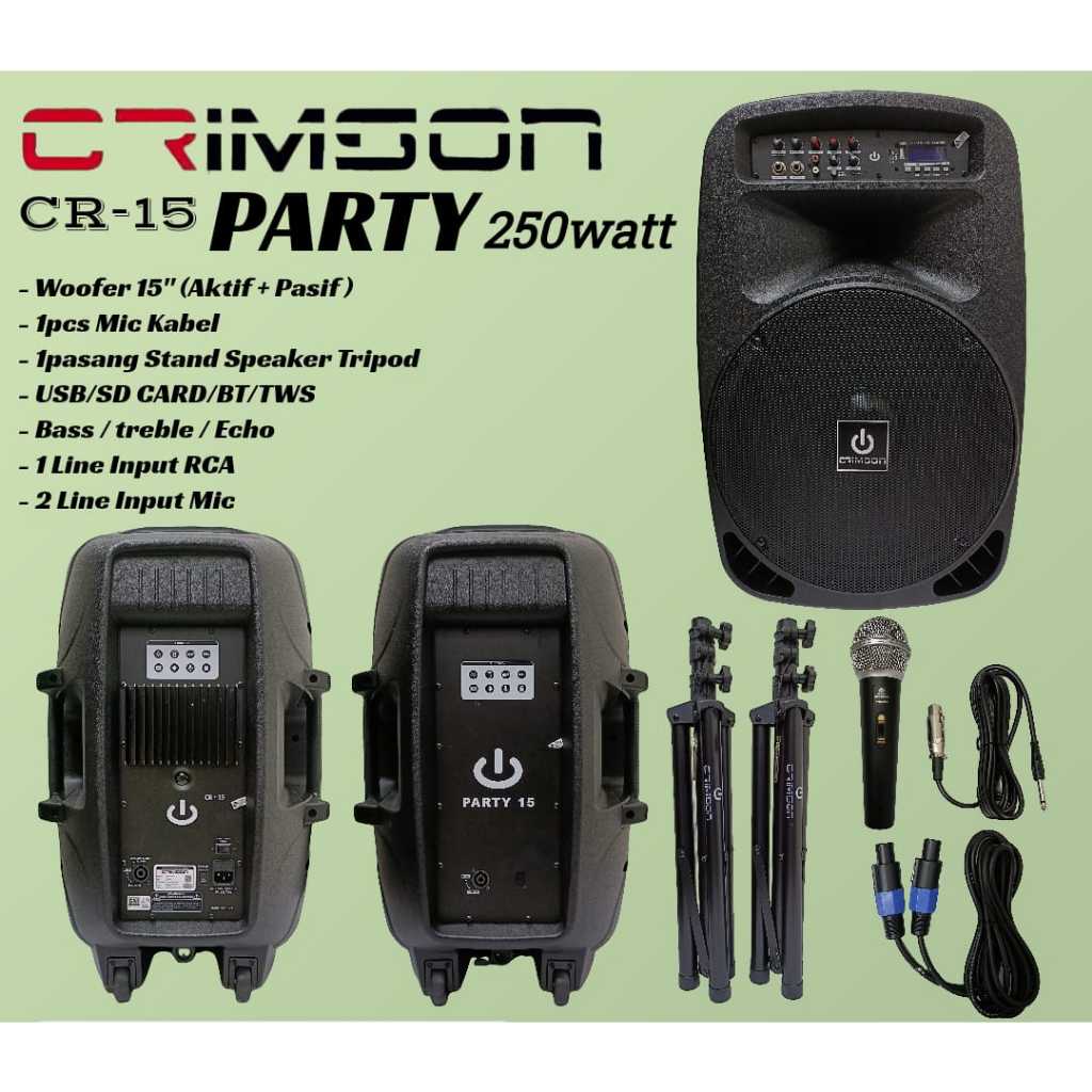 Speaker Crimson Cr15 Party 15 Inch Aktif+Pasif