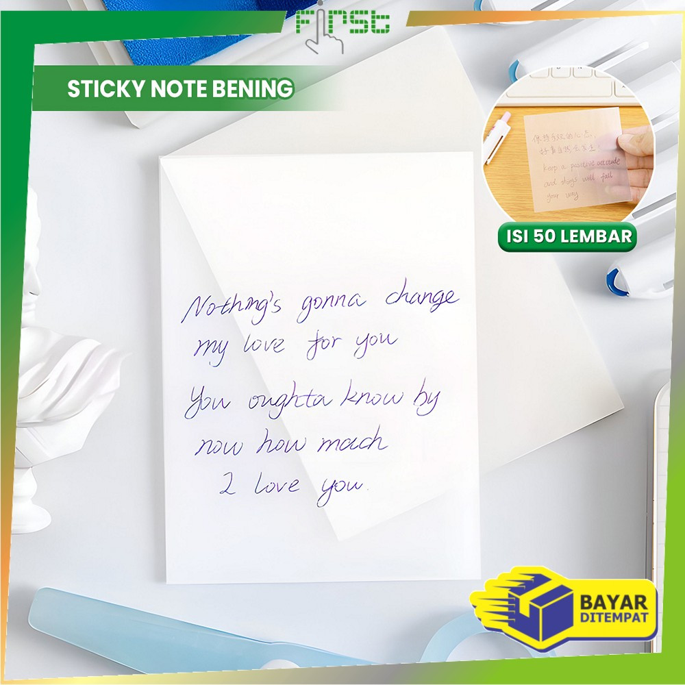 

FH-A87 Sticky Note Transparan Isi 50 Lembar Waterproof Serbaguna Untuk Kantor Sekolah / Kertas Memo Tahan Air / Memo Kertas Tempel Anti Air / Label Stickers Catatan Bening