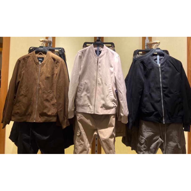 Jacket Bomber Suede Cowok Pull&Bear