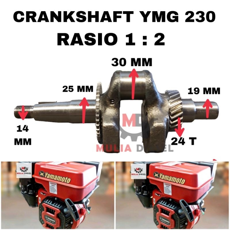 Crankshaft Askruk Askrup Mesin Penggerak YMG230 GX230 Gearbox 1:2 YAMAMOTO