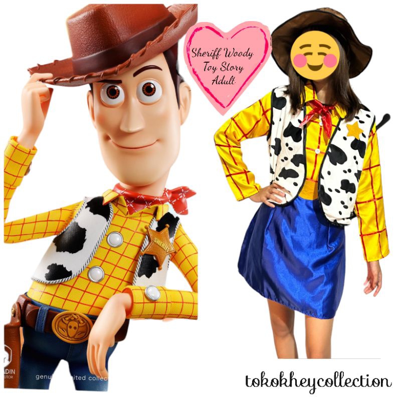 Kostum Woody Dewasa/Woody Wanita/Cosplay Sheriff Woody Toy Story Adult