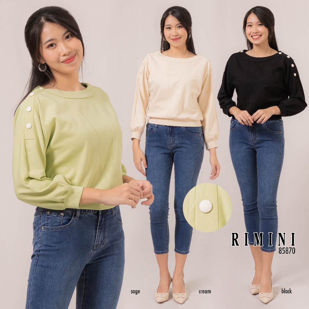 RIMINI Blouse Katun Kaos Stretch Import Wanita 85870
