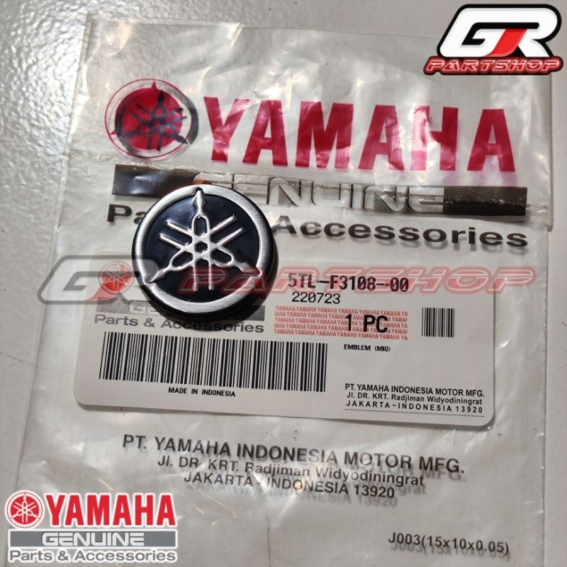 EMBLEM TAMENG DEPAN TIMBUL SILVER MIO SPORTY SMILE ORI YGP LOGO GARPUTALA ORIGINAL YAMAHA