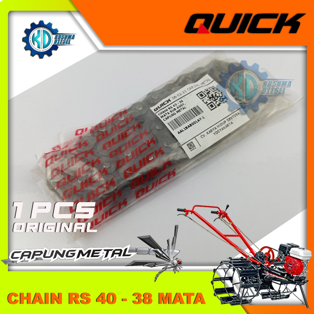CHAIN RS 40 - 38 MATA CAPUNG METAL - RANTAI GARDAN - TRAKTOR - SPAREPART - ORIGINAL - QUICK - MURAH 