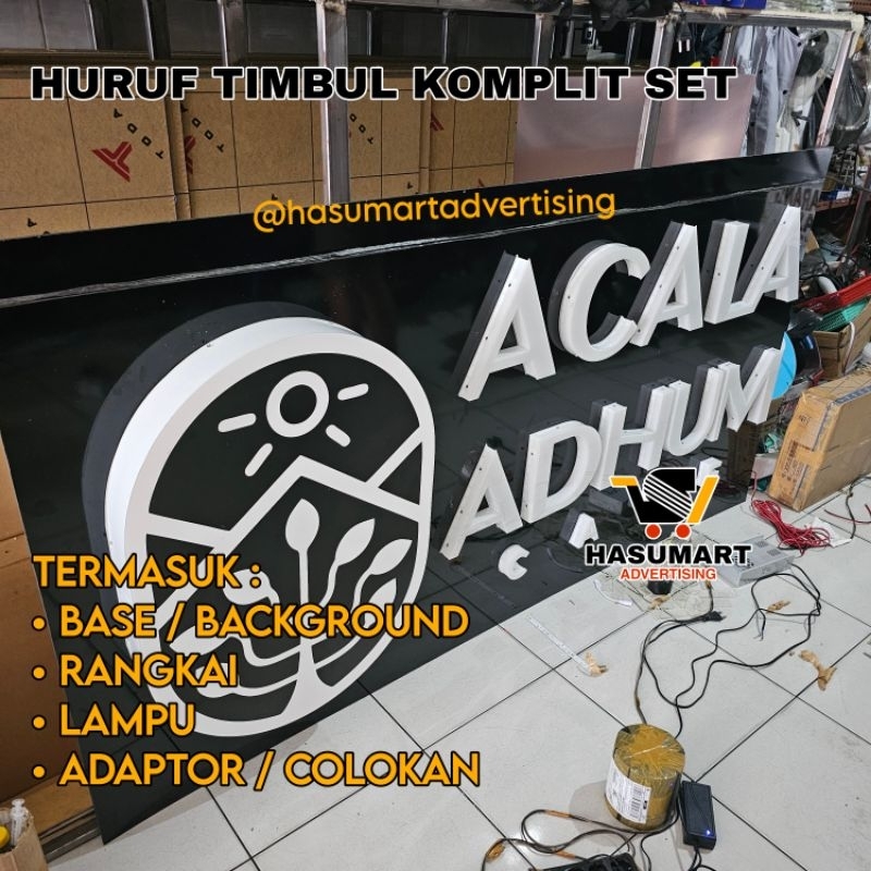Huruf Timbul Komplit Set (2×1m)/ Letter Timbul Akrilik / Lampu Neon