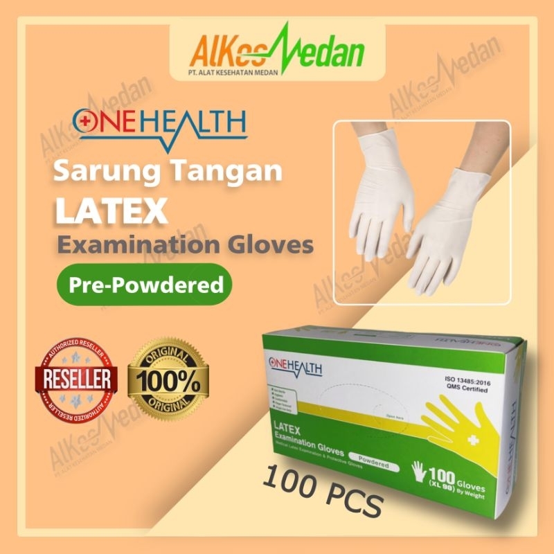 SARUNG TANGAN LATEX DISPOSABLE  ONEHEALTH SARUNG TANGAN SEKALI PAKAI ALKES MEDAN