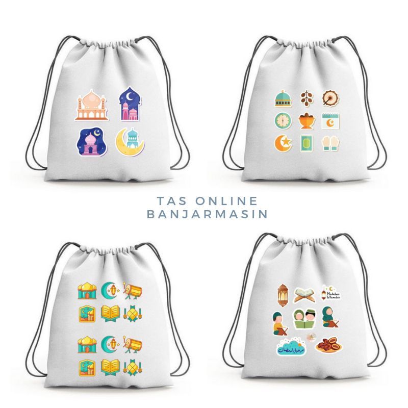 Tas Online Banjarmasin - Tas Serut Kanvas Edisi Ramadhan Muat Mukena Untuk Pria & Wanita