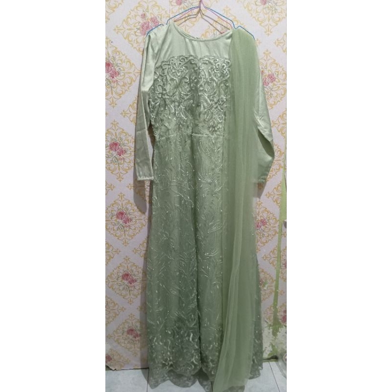 Dress Brukat Kondangan Sage