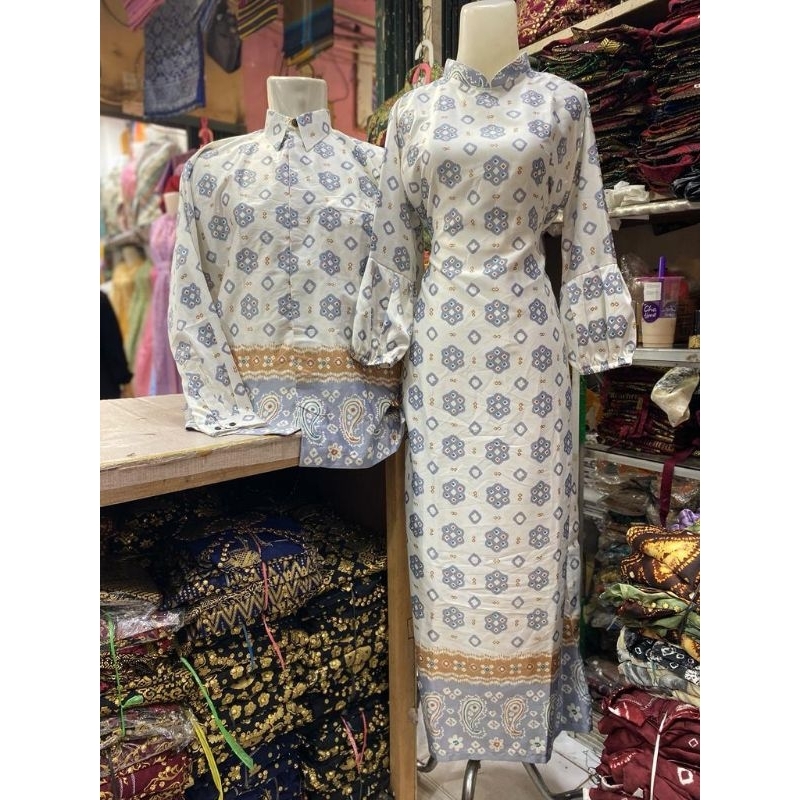 GAMIS COUPLE/BAJU LEBARAN MOTIF JUMPUTAN PALEMBANG