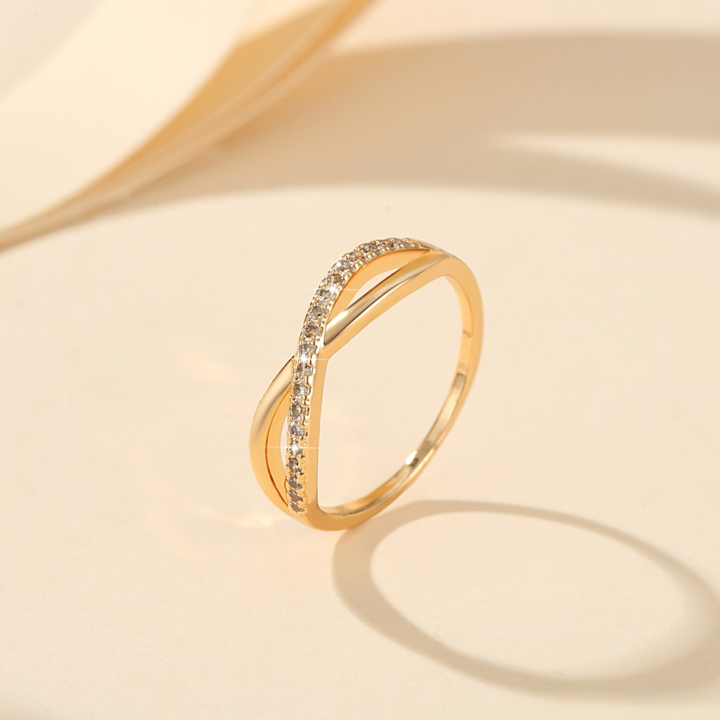 Lanmi Jewelry Cincin Wanita Titanium Simple Zircon Untuk Anti Karat Wanita Aksesoris Fashion Perhias