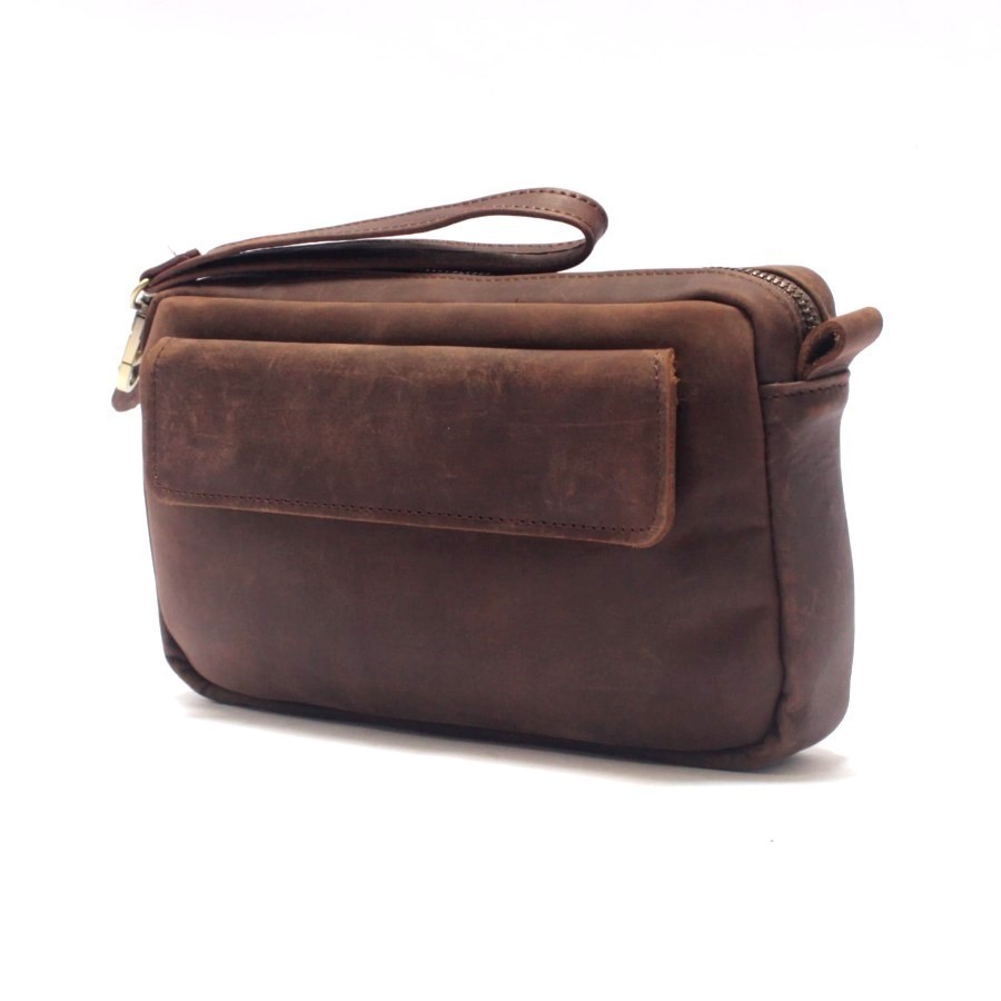Dompet clutch pria kulit sapi asli crazy horse