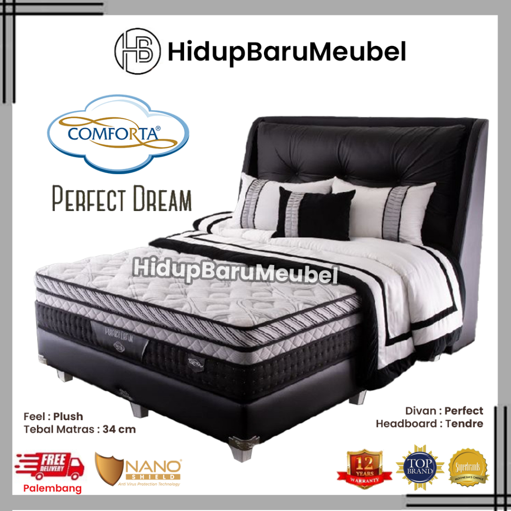 Springbed Comforta PERFECT DREAM / Kasur Matras Spring Bed Pocket Spring Latex / Kasur Matras Tebal 