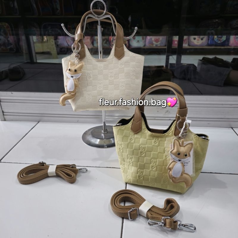 2 in 1 Tas Mini Tote Fox Tao Le Yu | Tas Bucket Bag FREE GANTUNGAN KUNCI Casual Wanita