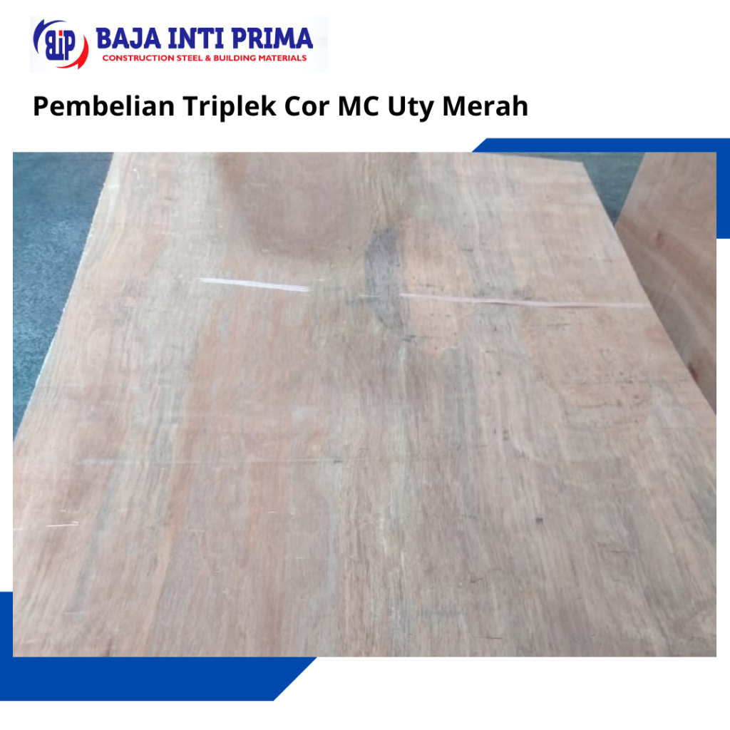 Triplek Cor 9 mm MC UTY Merah Ukuran 122x244