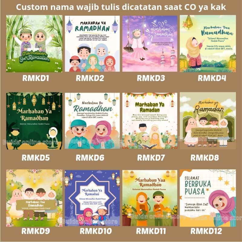 Kartu Ucapan Stiker Label Marhaban Ya Ramadhan dekorasi kemasan motif kids anak-anak lucu cute child