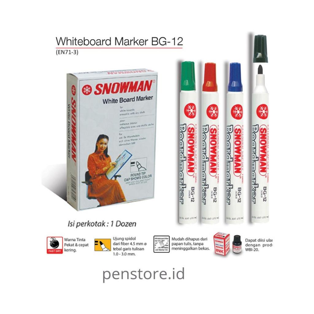 

(pcs) Spidol Snowman White Board BG-12 / Sepidol Papan Tulis Bisa Dihapus
