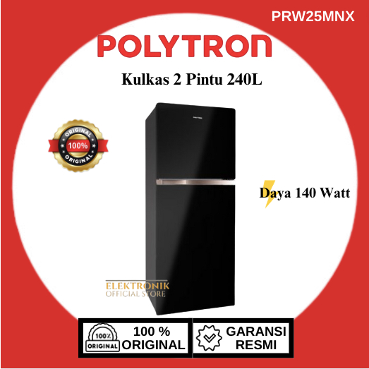 POLYTRON KULKAS 2 PINTU BELLEZA JUMBO PRW 25MNX 240 L/PRW-25MNX/PRW25MNX/LOW WATT/ORIGINALBERGARANSI