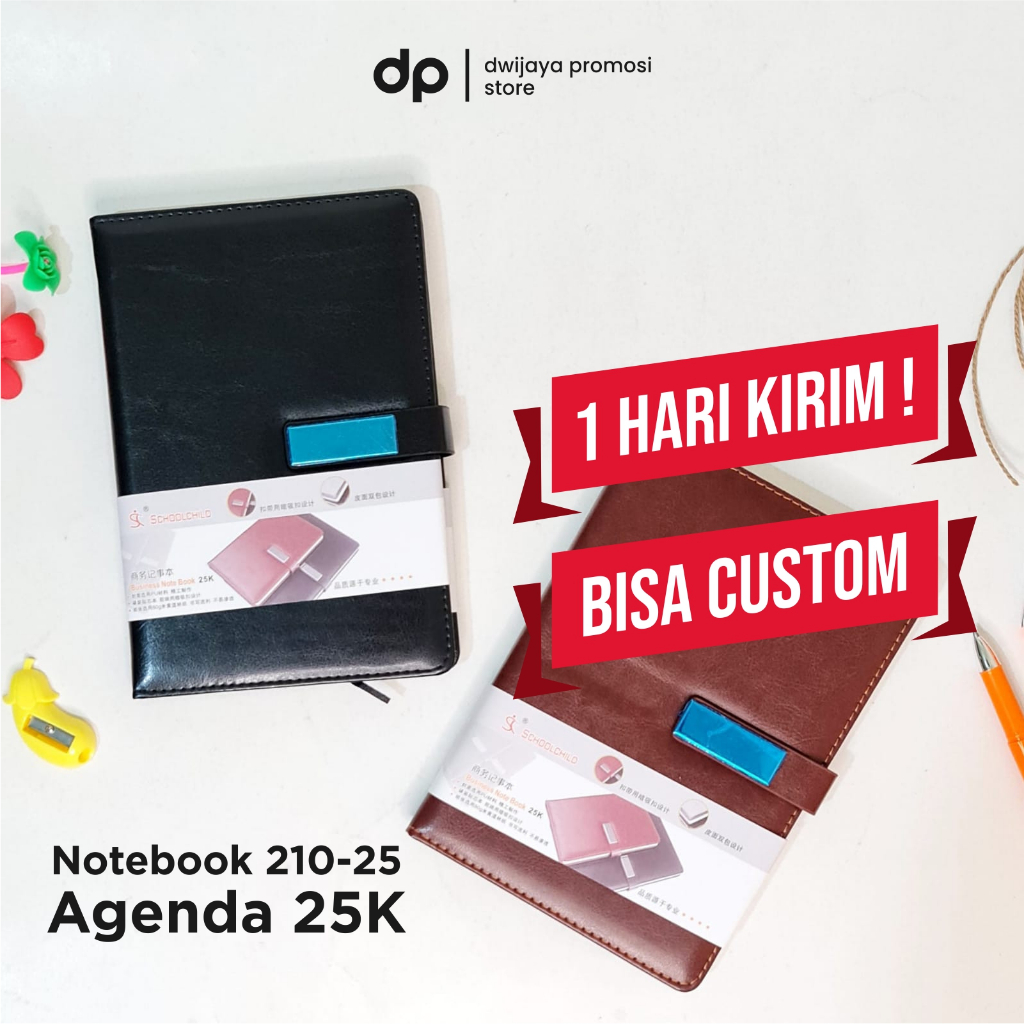 

Buku Agenda Notebook 25K Kulit Klip Magnet Custom